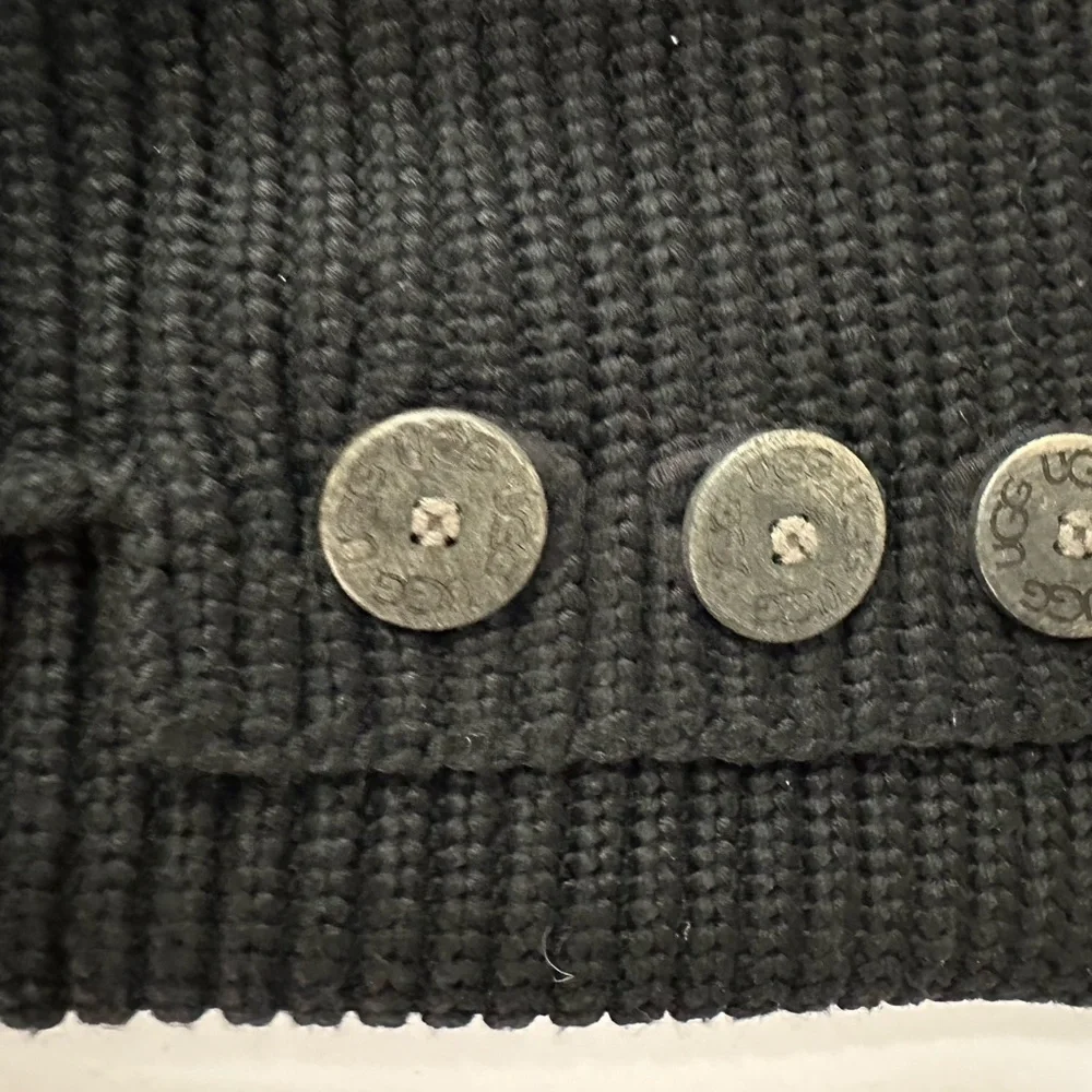 UGG Over the knee twisted black cable knit button detail fold over gorpcore boot